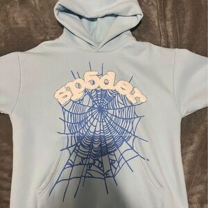 Men's Light Blue Spider Web Hoodie